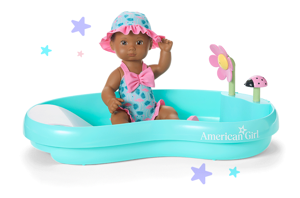 Gif of Bitty Baby Splash dolls