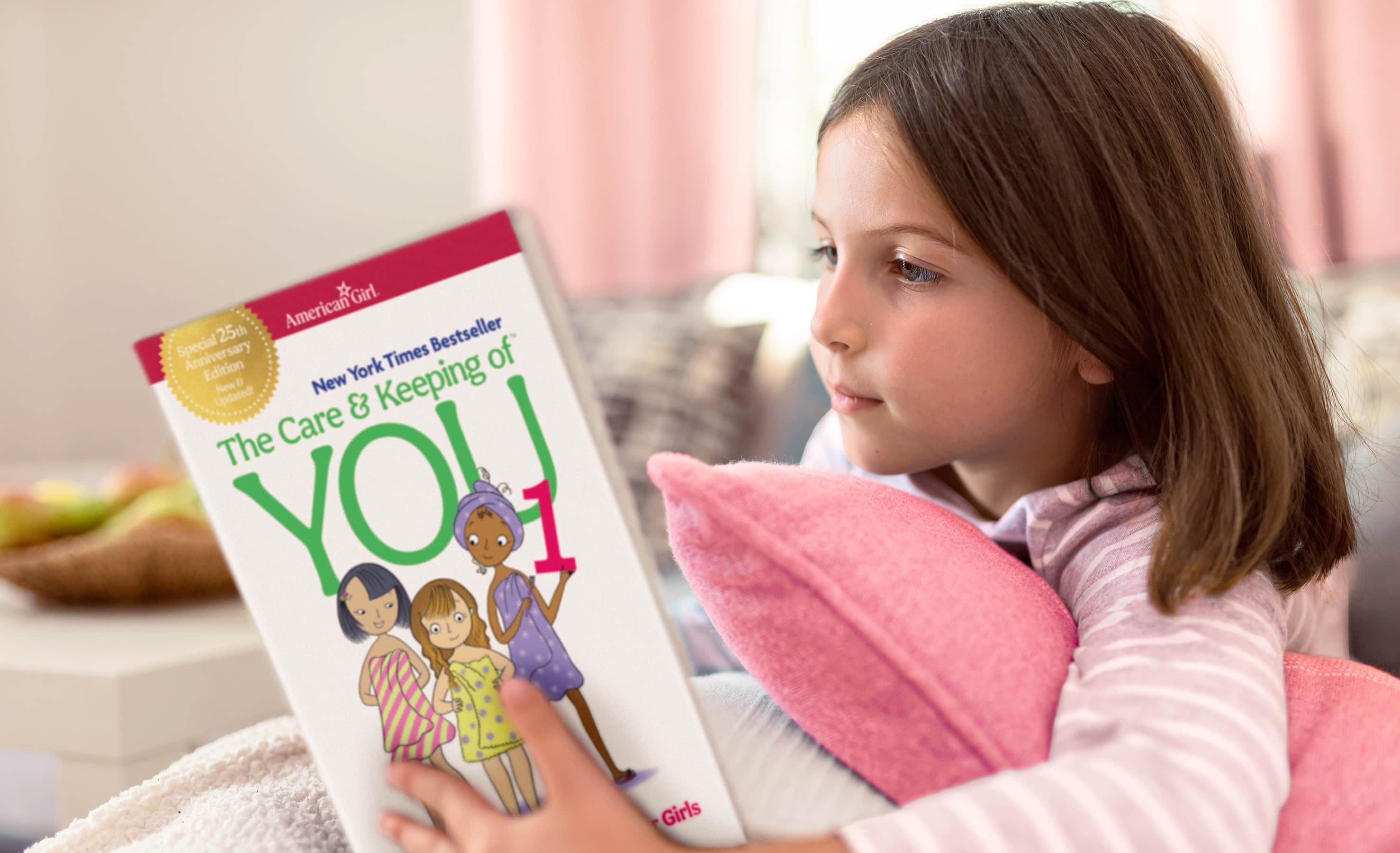 Girl reading The Care & Keeping of You 1