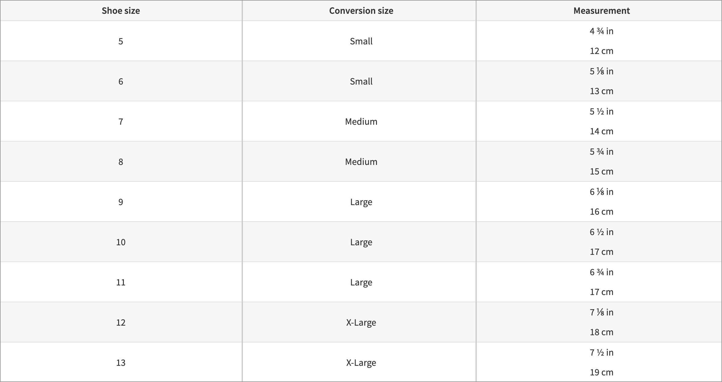 Little Girl Footwear Sizing Chart