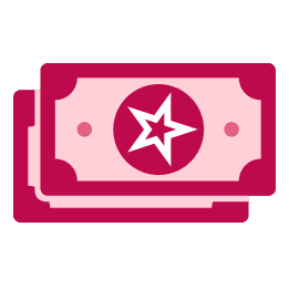 Icon of pink cash with white star in the center