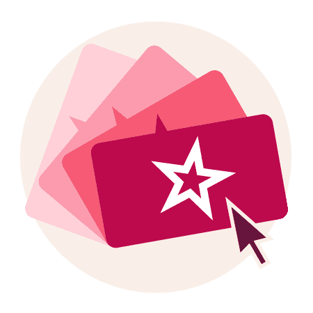 Icon of award ribbon in shades of pink