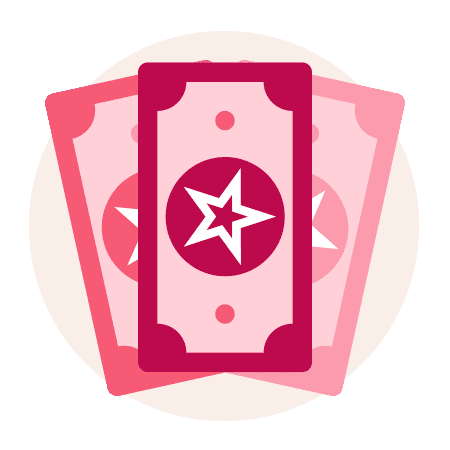 Icon of award ribbon in shades of pink